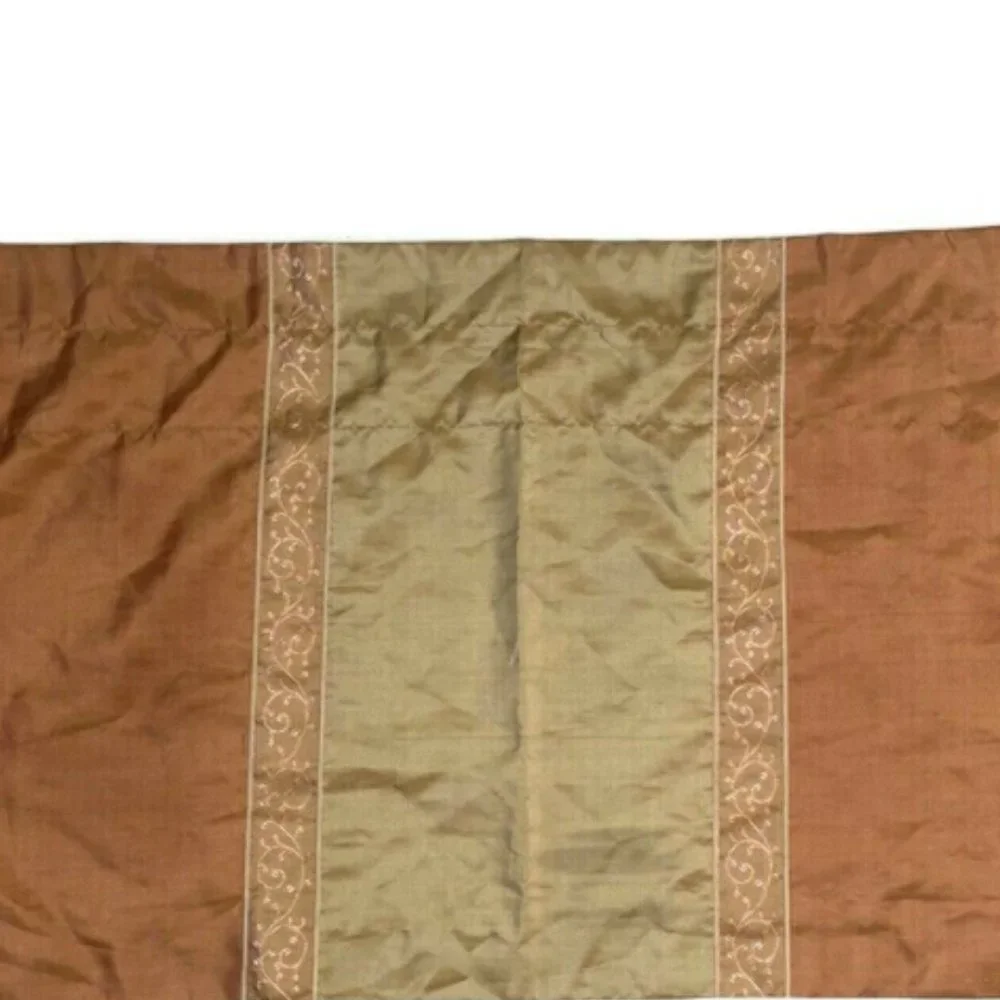 2 Luxury Faux Silk Valances Orange Brown Curtains
